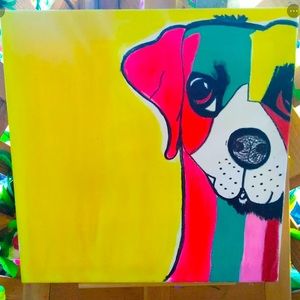 Acrylic paint on canvas small square size art paint